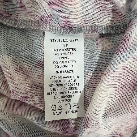 Brea Canyon Blue & Pink Floral Mesh Long Sleeve Top Size Large - Picture 7 of 7